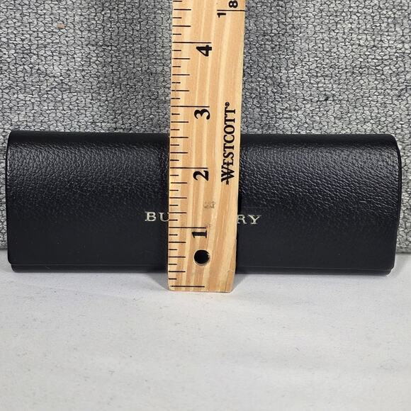 BURBERRY BLACK LEATHER EYEGLASS CASE WITH RAISED SILVER LETTER LOGO – HARD SHELL main image 11